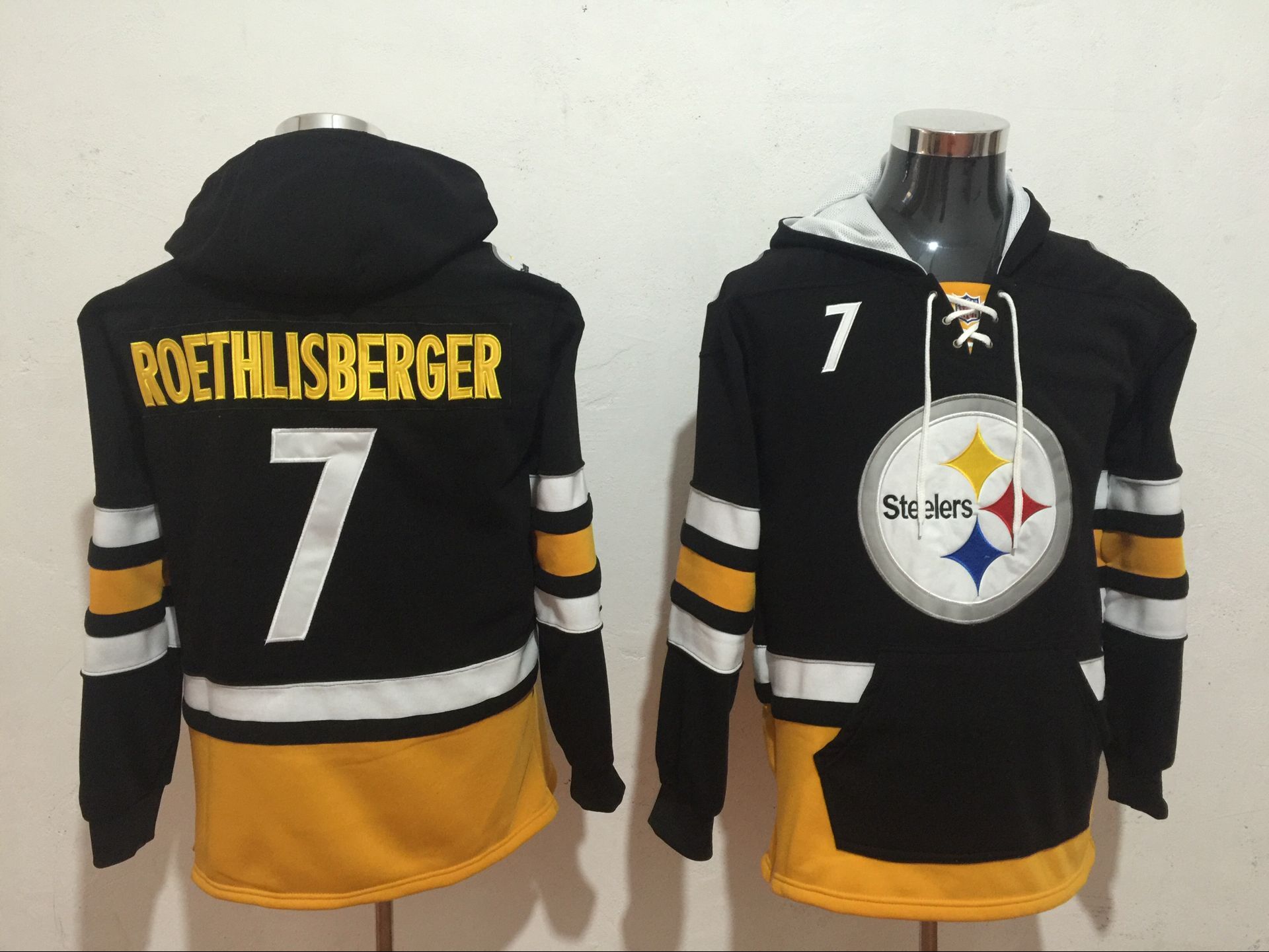 Men NFL Nike Pittsburgh Steelers #7 Roethlisberger black Sweatshirts->nfl sweatshirts->Sports Accessory